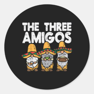 Three Amigos Mexican Gnomes Niedlich Cinco De Mayo Runder Aufkleber