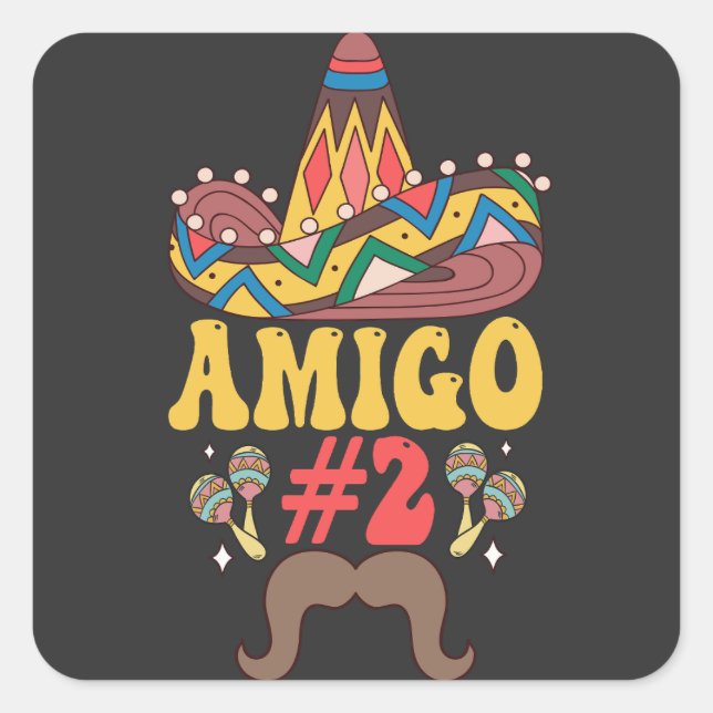 Three Amigos Mexiko Funny Matching Cinco De Mayo Quadratischer Aufkleber (Vorderseite)