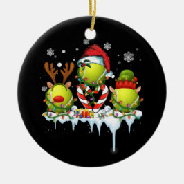 Three Ball Santa Reindeer Tennis Weihnachten Keramik Ornament