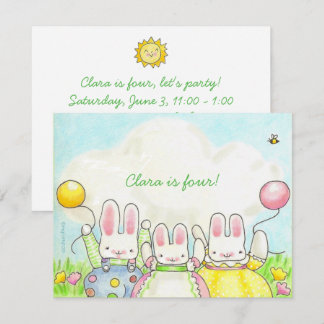 Three Balloon Bunny Einladung