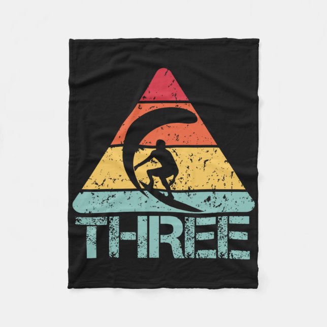 Three Birthday Surfer 3rd 3 Year Old Surfing Birth Fleecedecke (Vorderseite)