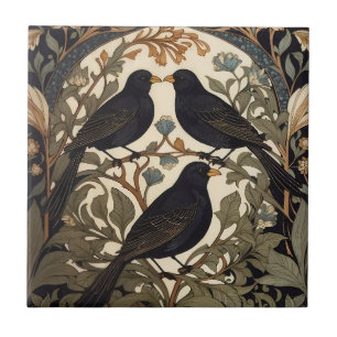 Three Black Birds William Morris Inspiriert Fliese