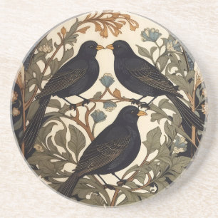 Three Black Birds William Morris Inspiriert Getränkeuntersetzer