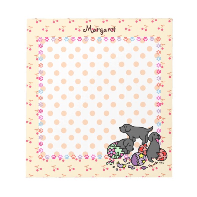 Three Black Labrador Puppies Cartoon Notizblock (Vorderseite)