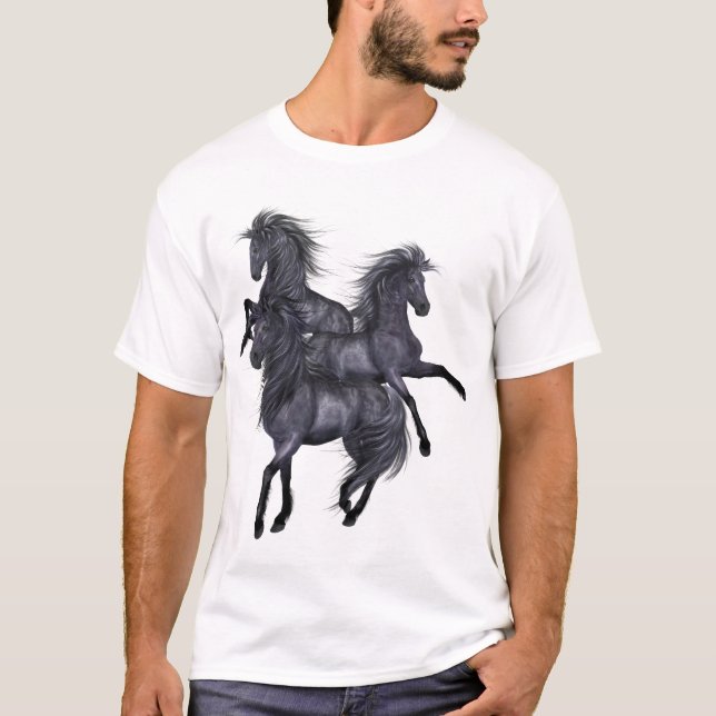 Three Black Wild Stallions Shirt (Vorderseite)