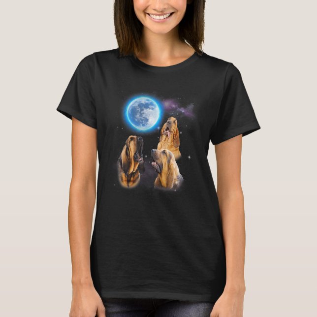 Three Bloodhound Howling At Moon   Dog  Costume T-Shirt (Vorderseite)