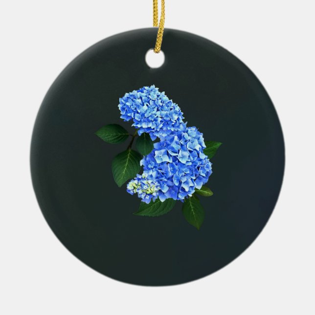 Three Blue Hydrangea Keramik Ornament (Vorne)