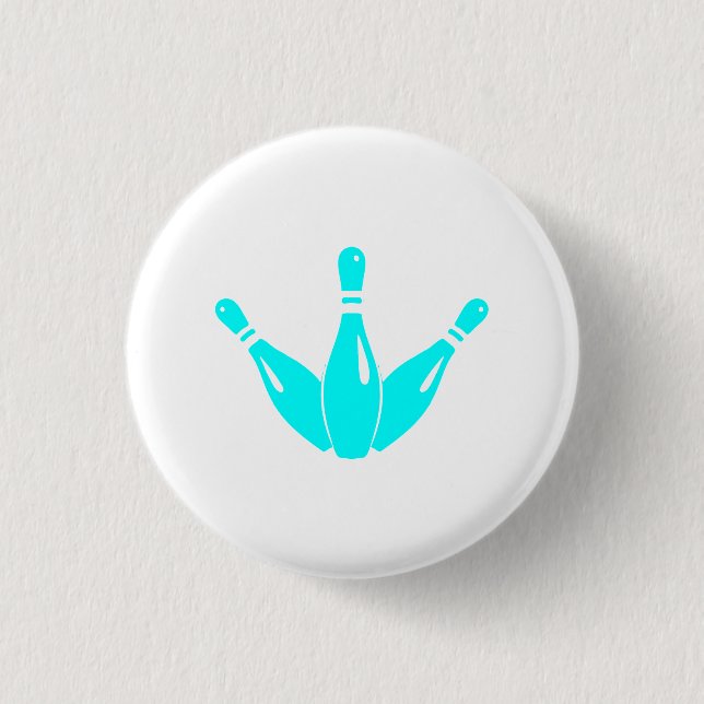 Three Bowling Pins Aqua Blue Button (Vorderseite)