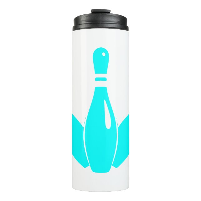 Three Bowling Pins Aqua Blue Thermosbecher (Vorderseite)