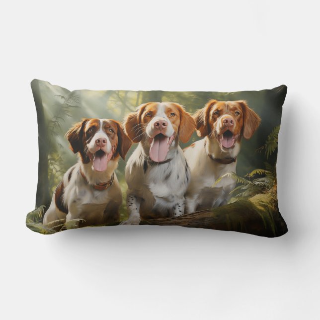 Three Brittany Spaniel Lendenkissen (Vorderseite)