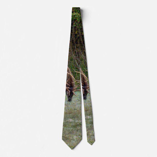 Three Bull Elk Fight Neck Tie Krawatte (Vorderseite)