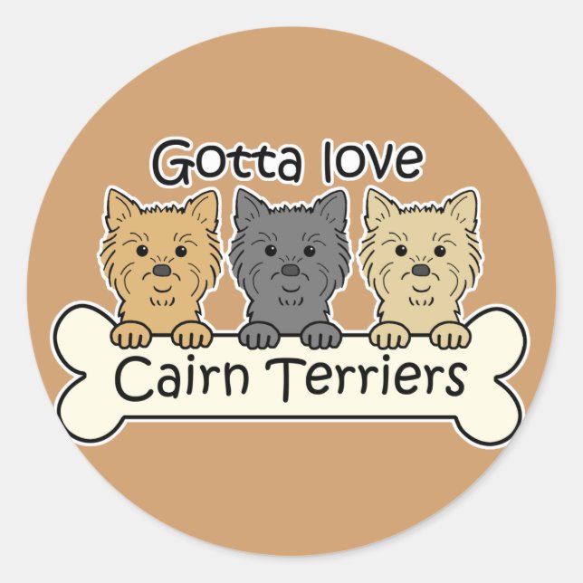 Three Cairn Terriers Runder Aufkleber (Vorderseite)