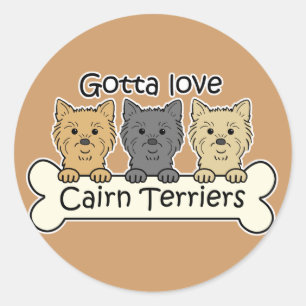 Three Cairn Terriers Runder Aufkleber