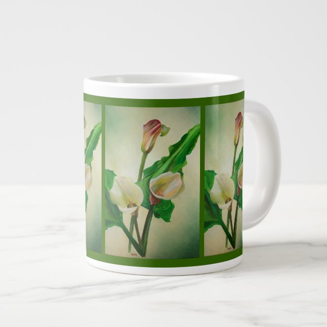 Three Calla Lilies Atemberaubend Botanical Acrylic Jumbo-Tasse (Vorderseite Rechts)