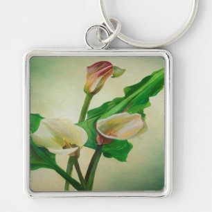 Three Calla Lilies Atemberaubend Botanical Acrylic Schlüsselanhänger
