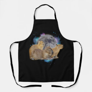 Three Capybaras Moon Funny Capybara Meme Mystical Schürze