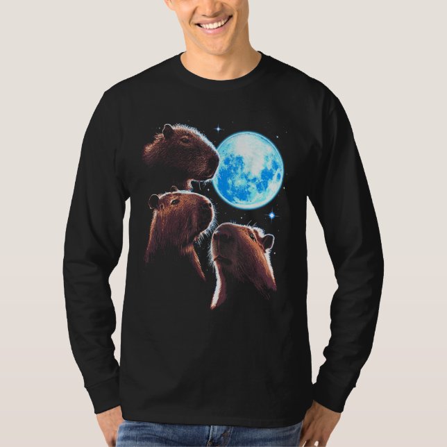 Three Capybaron Moon Funny Capybara Meme Mystical  T-Shirt (Vorderseite)