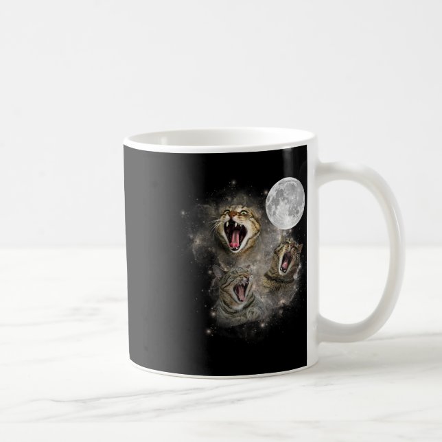 Three Cat Meow Moon Funny Weird Curse Kaffeetasse (Rechts)