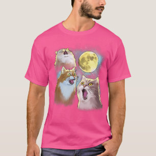 Three Cat Moon 3 Wolfs Funny Parody T-Shirt