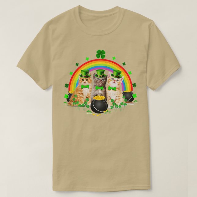Three Cat St Patricks Day Kitty Kitten Lover Iris T-Shirt (Design vorne)
