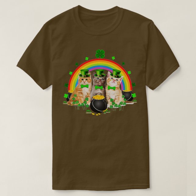 Three Cat St Patricks Day Kitty Kitten Lover Iris T-Shirt (Design vorne)