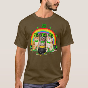 Three Cat St Patricks Day  Kitty Kitten Lover Iris T-Shirt