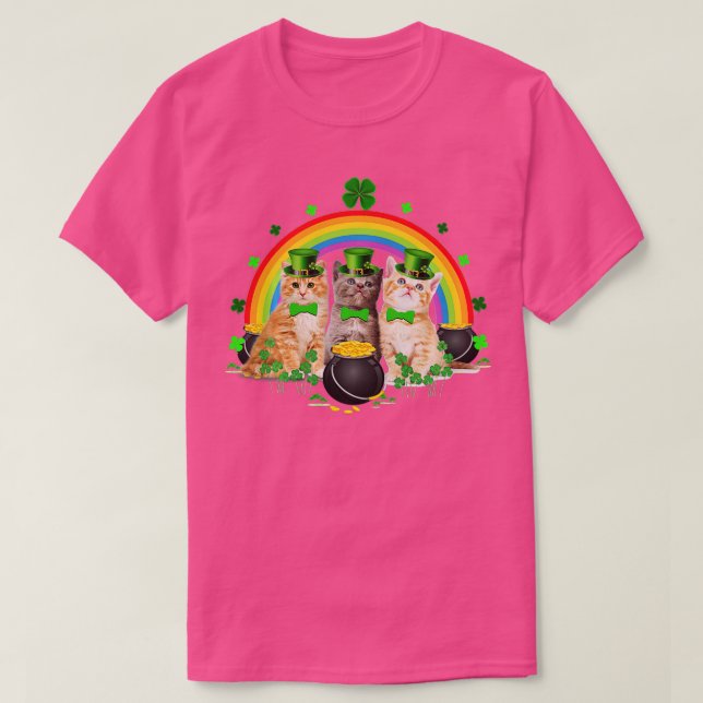 Three Cat St Patricks Day Kitty Kitten Lover Iris T-Shirt (Design vorne)
