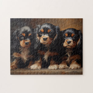 Three Cavalier King Charles Spaniel Welpen Puzzle