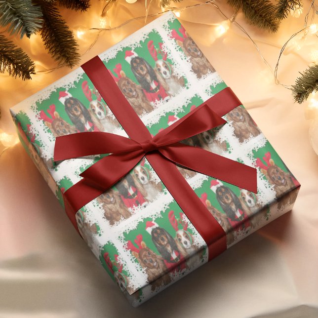 Three Cavalier King Charles Spaniels Snowflakes Geschenkpapier (Von Creator hochgeladen)