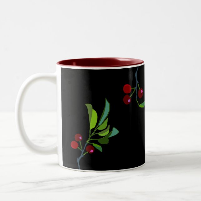 Three Cherry Tree Limb Zweifarbige Tasse (Links)