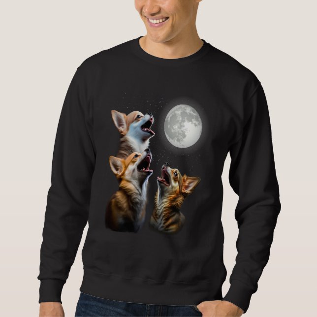 Three Chihuahuas Howling Chihuahuas Howl At Moon Sweatshirt (Vorderseite)