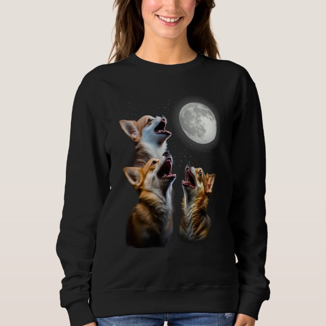 Three Chihuahuas Howling Chihuahuas Howl At Moon Sweatshirt (Vorderseite)