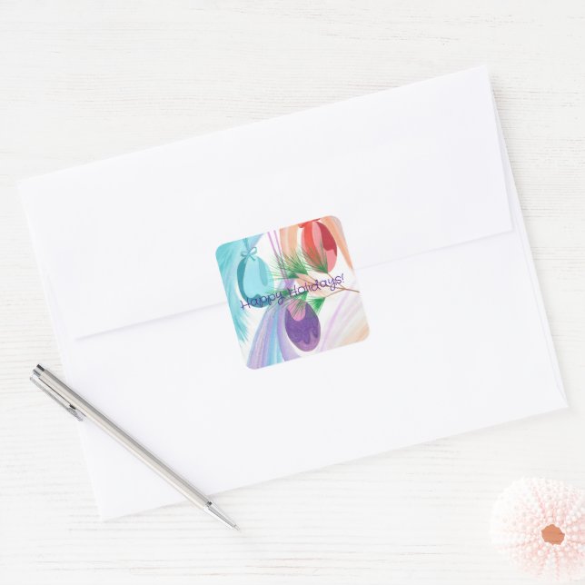 Three Christmas Balls Happy Holidays Stickers (Umschlag)