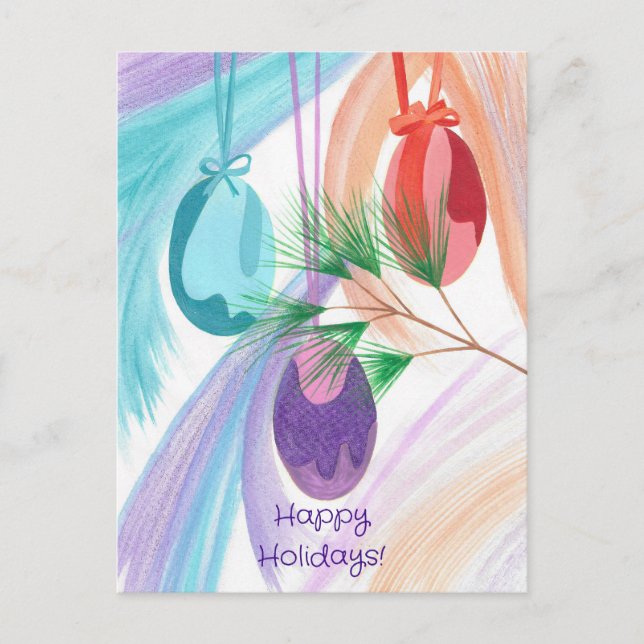 Three Christmas Balls Holiday postcards Feiertagspostkarte (Vorderseite)