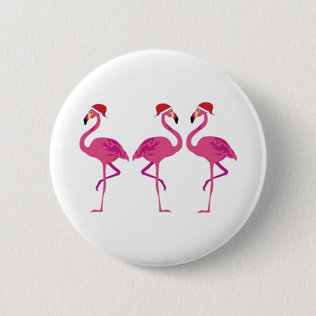 Three Christmas Flamingos Button (Vorderseite)