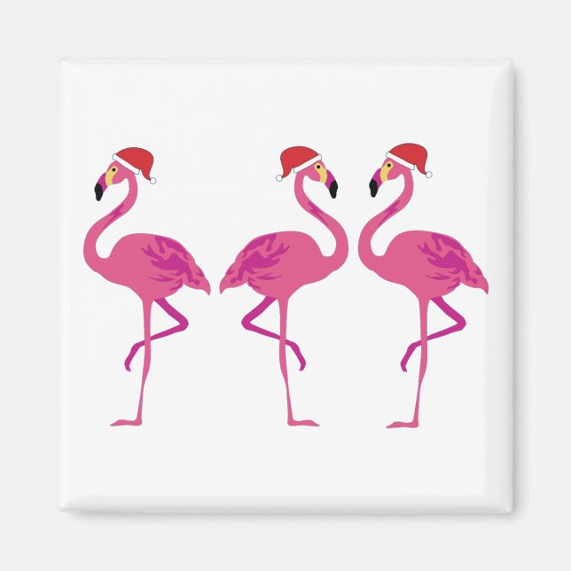 Three Christmas Flamingos Magnet (Vorne)
