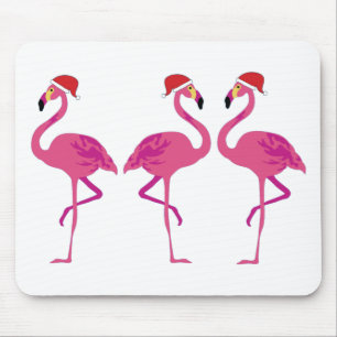 Three Christmas Flamingos Mousepad
