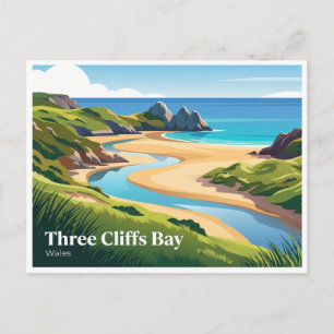 Three Cliffs Bay Swansea Vereinigtes Königreich Postkarte
