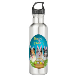 Three Collie Easter Bunny Edelstahlflasche