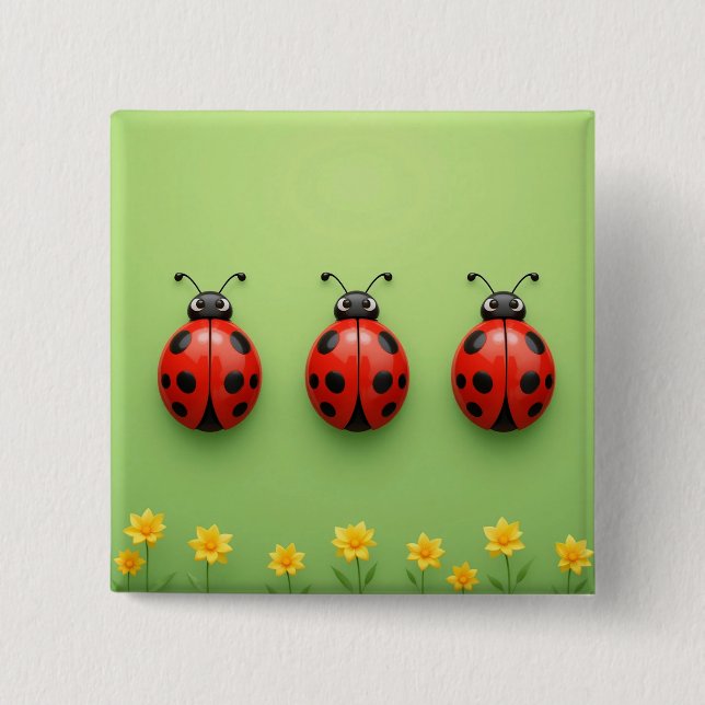 Three Colorful Ladybugs Button (Vorderseite)