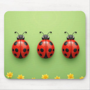 Three Colorful Ladybugs Mousepad