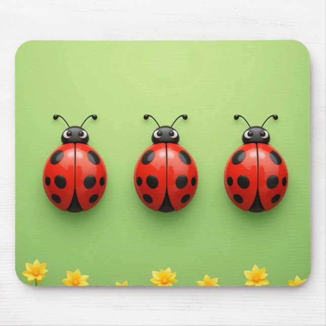 Three Colorful Ladybugs Mousepad (Vorne)