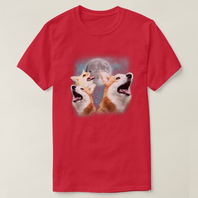 Three Corgi and Moon Funny Corgi Spaß Parody1428 T-Shirt (Design vorne)