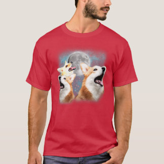 Three Corgi and Moon Funny Corgi Spaß Parody1428 T-Shirt
