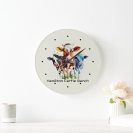 Three Cows Humorous Personalized  Große Wanduhr