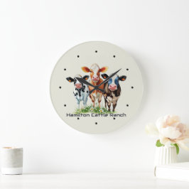 Three Cows Humorous Personalized  Große Wanduhr