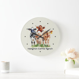 Three Cows Humorous Personalized  Große Wanduhr