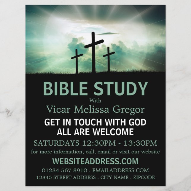 Three Crosses, Christian Bible Class Advertising Flyer (Vorne)