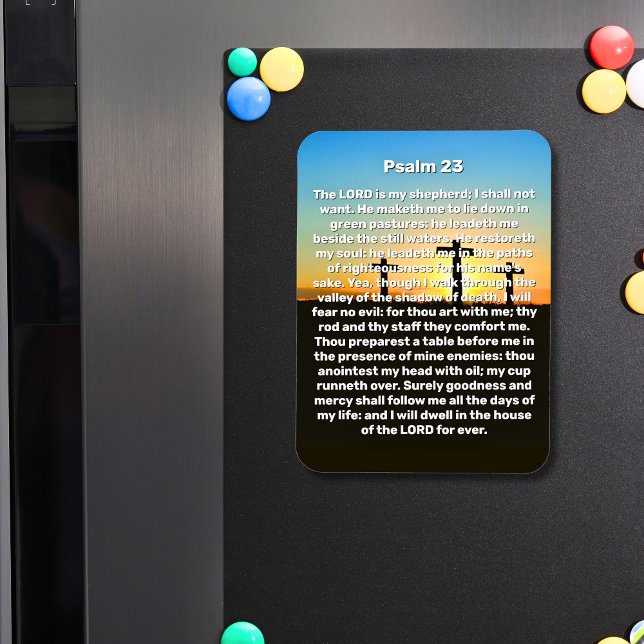 Three Crosses Psalm 23 Sunset Gebet Magnet (Three Crosses Psalm 23 Sunset Prayer Magnet)