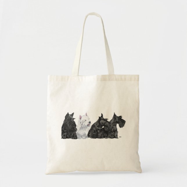 Three Curious Scotties und a Westie Tragetasche (Vorne)